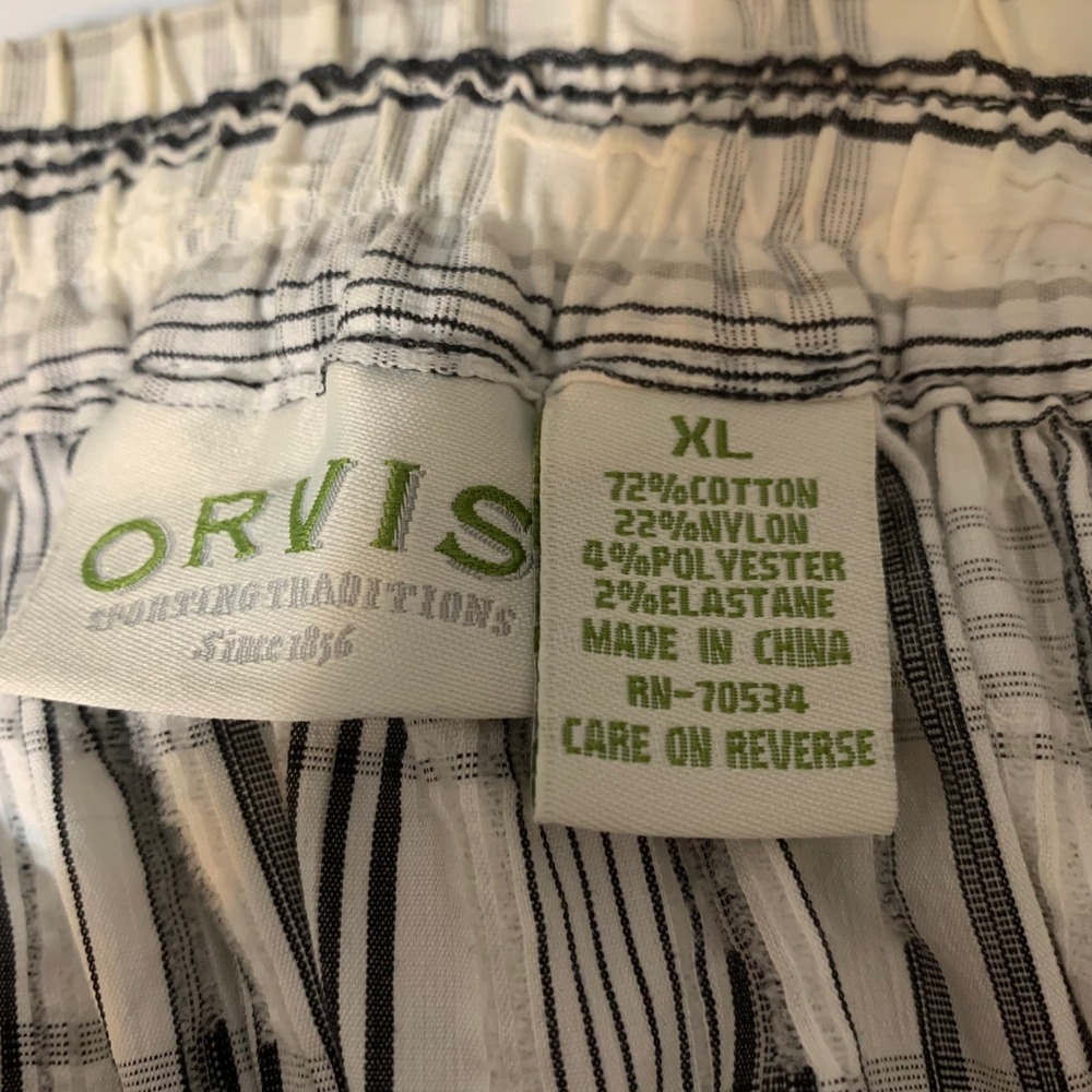 Orvis Plaid Midi Skirt XL Black White Elastic Drawstring Waist Pockets Gorpcore - Picture 4 of 6
